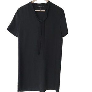 BCBG MaxAzria Dress Black Tie Neck Short Sleeve Mini  Women Size Small